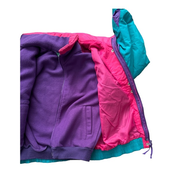Cabin Creek Teal Pink Vaporwave Insulated Ski Jacket Coat Size XS Vintage - Picture 8 of 10